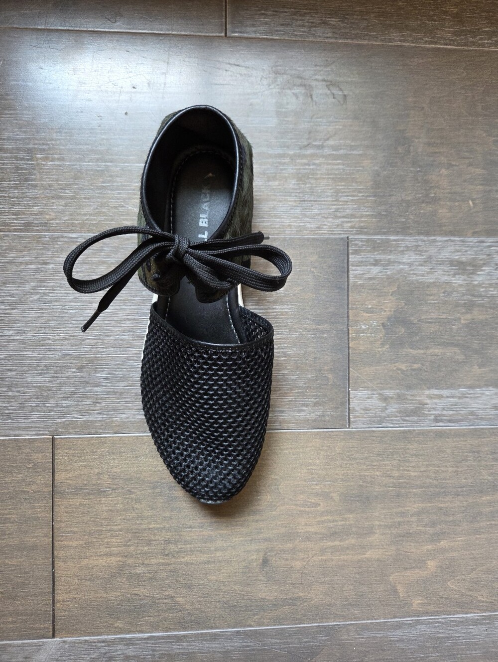 ALL BLACK (Rare Calf) Hair Camo Mesh Black Chunky Lace-Up Shoes EU 41/10 - Picture 4 of 7